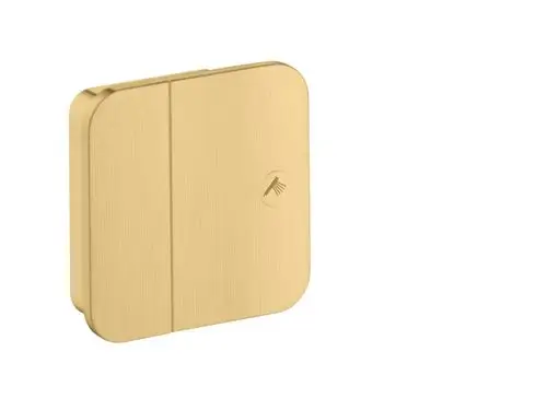 AXOR Unterputzventil in gebürstetem Gold-Finish. Quadratförmige Bedienoberfläche mit minimalistischer Gestaltung, geeignet für moderne Badezimmer.